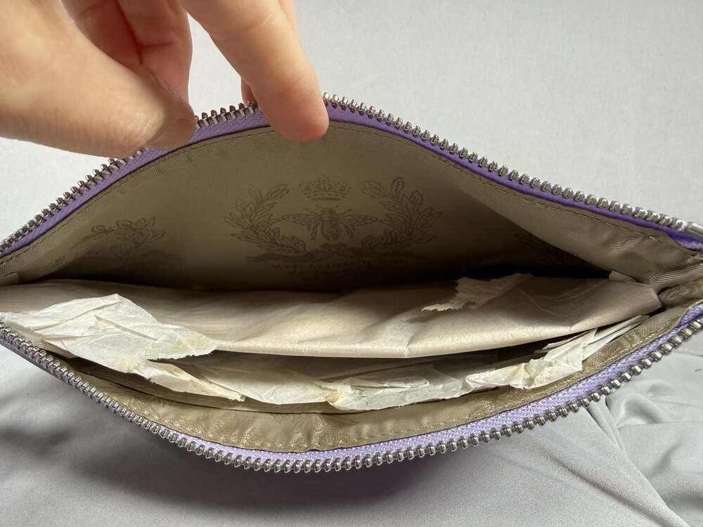 NWT My Flat In London Tell Me Yr Secrets Pouch Wristlet Lavender - Picture 13 of 14